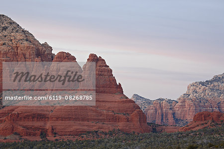 Red rock formations at sunset, Coconino National Forest, Arizona, United States of America, North America