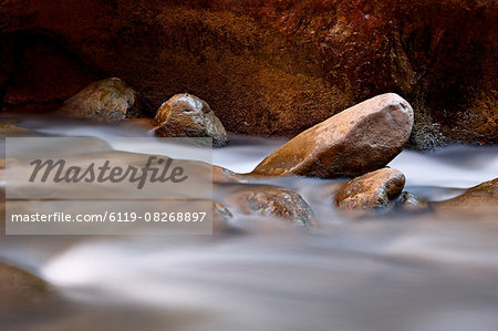 Round rocks in the Virgin River near The Narrows, Zion National Park, Utah, United States of America, North America
