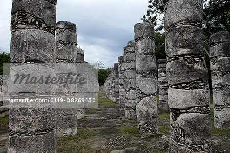 Columns in the Temple of a Thousand Warriors, Chichen Itza, UNESCO World Heritage Site, Yucatan, Mexico, North America Columns in the Temple of a Thousand Warriors, Chichen Itza, UNESCO World Heritage Site, Yucatan, Mexico, North America