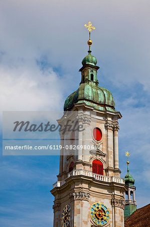 Steeple, St. Gallen Cathedral, St. Gallen, Switzerland, Europe