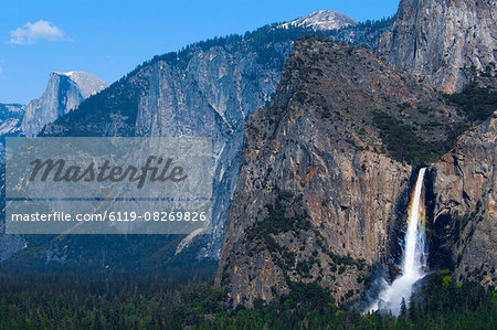 Bridesveil Falls with rainbow, Yosemite National Park, UNESCO World Heritage Site, California, United States of America, North America
