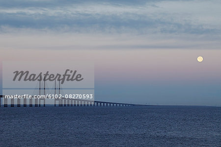 View of bridge at dusk