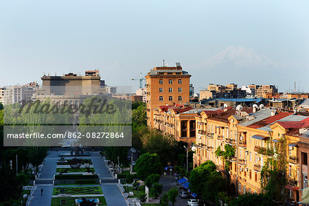 Eurasia, Caucasus region, Armenia, Yerevan, view of Mount Ararat in Turkey (5137m)