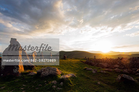 Eurasia, Caucasus region, Armenia, Syunik province, Karahunj Zorats Karer, prehistoric archaeological 'stonehenge' site