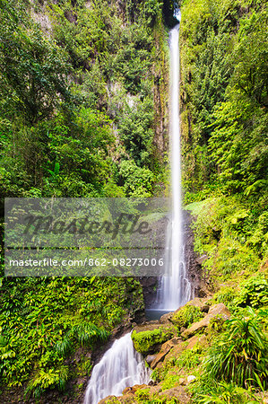 Dominica, Laudat. Middleham Falls is the tallest waterfall in Dominica.