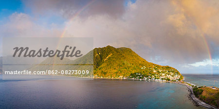 Dominica, St. Mark Parish, Scott's Head. An elevated view of the West Coast of Dominica showing the villages of Scott's Head and Soufriere. Dominica, St. Mark Parish, Scott's Head. An elevated view of the West Coast of Dominica showing the villages of Scott's Head and Soufriere.