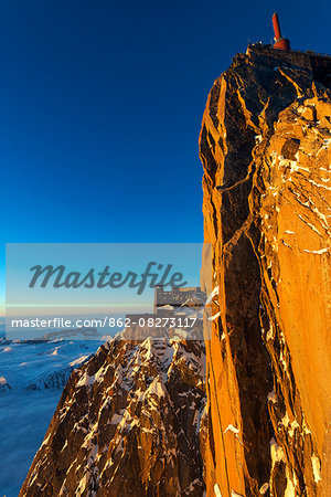 Europe, France, Haute Savoie, Rhone Alps, Chamonix, Aiguille du Midi and sea of clouds weather inversion over Chamonix valley Europe, France, Haute Savoie, Rhone Alps, Chamonix, Aiguille du Midi and sea of clouds weather inversion over Chamonix valley