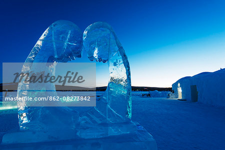 Arctic Circle, Lapland, Scandinavia, Sweden, Kiruna, Ice Hotel, ice sculpture