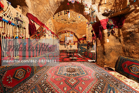 Turkey, Eastern Anatolia, village of Harran, interior of a beehive mud brick house