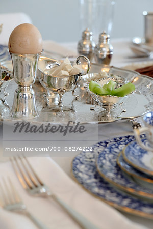 Close-up of Passover Seder Plate in Seder Table Setting