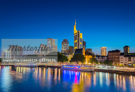 City skyline across River Main, Frankfurt am Main, Hesse, Germany, Europe