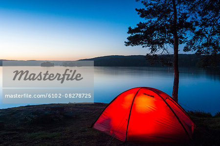 Red tent at dusk