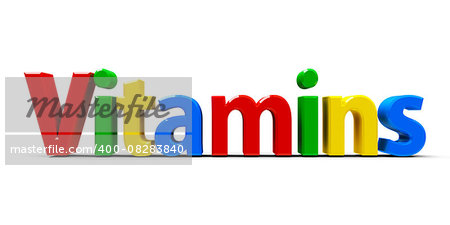 Colourful word Vitamins - healthy life concept, three-dimensional rendering Colourful word Vitamins - healthy life concept, three-dimensional rendering