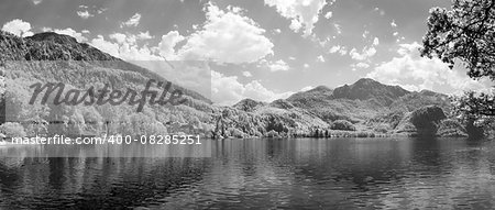 An infrared image of the Forchensee in Bavaria Germany