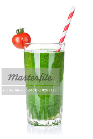 Fresh vegetable green smoothie. Isolated on white background