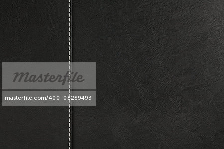 Black leather texture background with seam