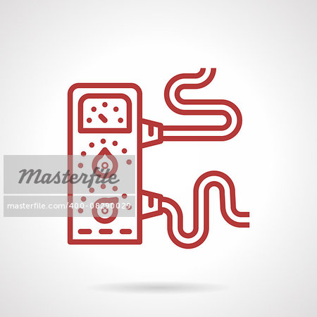 Simple red line vector icon for power supply equipment for tattoo machine. Design element for business and website