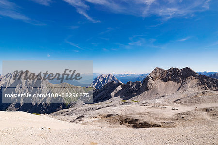 Landscape on the mountain Zugspitze in Bavaria, Germany in the summer