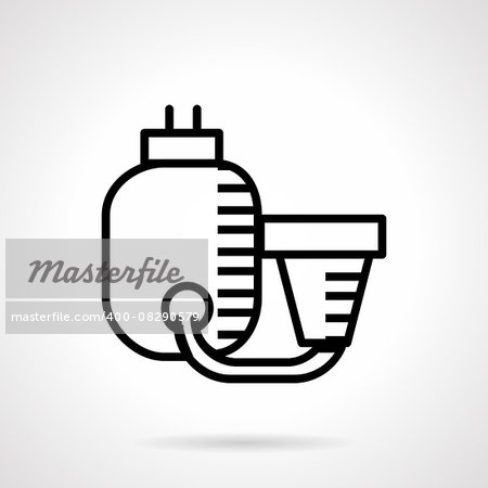 Abstract flat line design vector icon for filtration system for water. Domestic or industry water purification, swimming pool system. Design element for business and website.