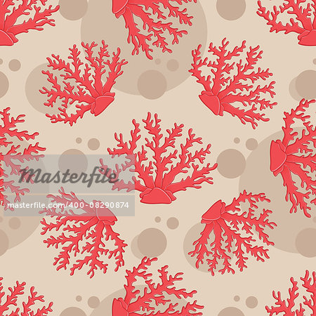 Vector seamless pattern with coral.  Colorful background for your design