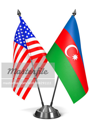 USA and Azerbaijan - Miniature Flags Isolated on White Background.