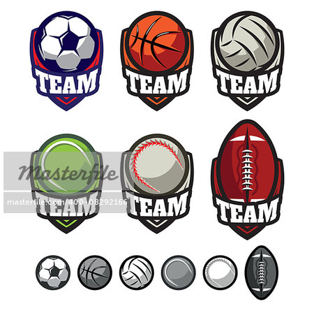 template logos for sports teams with different balls