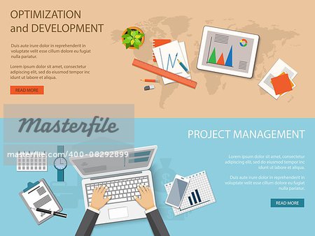 Flat design modern vector illustration concept of business optimization and development and project management - eps10