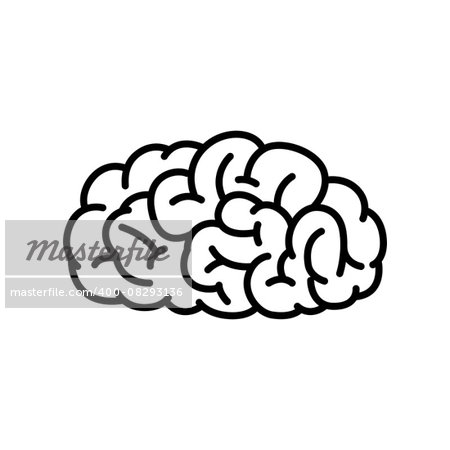 Vector Illustration of Human Brain in Black and White Color