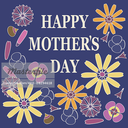 Mother's Day colorful greeting card with flowers