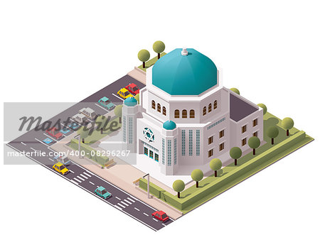 Vector isometric synagogue building icon