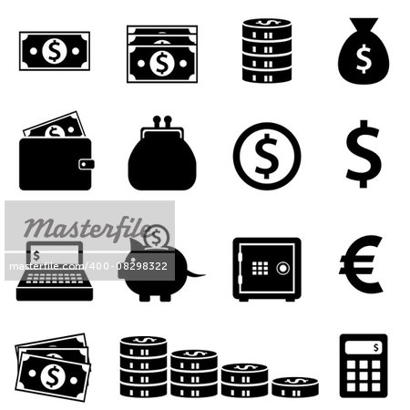 Money, banking and finance icon set