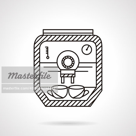 Stylish coffee making machine flat line style vector icon. Appliances for coffee shop and cafe. Web design element for site or mobile application.