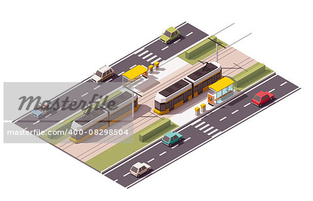 Isometric icon representing tramway station