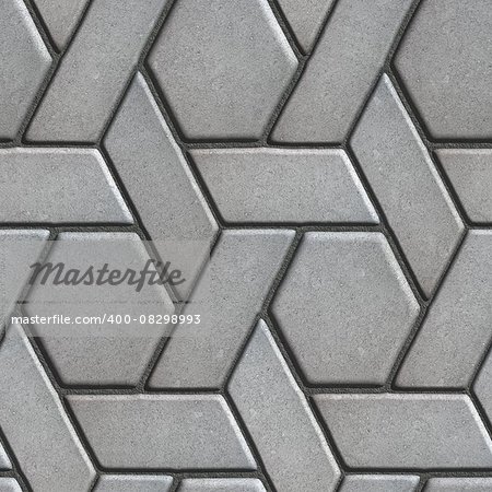 Gray Paving Slabs Built of Rectangles and Rhombuses. Seamless Tileable Texture.
