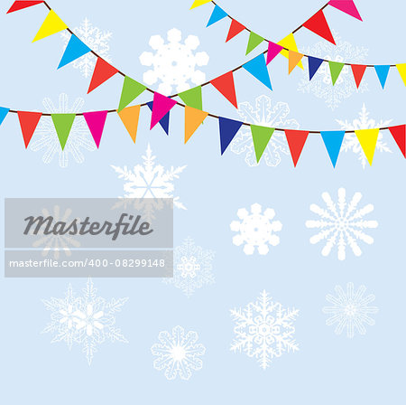 vector illustration of bunting with snowflakes