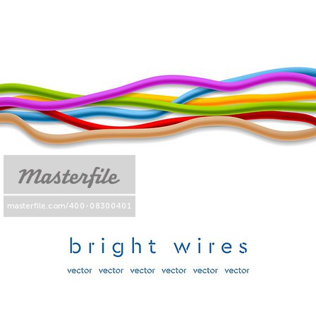 Isolated colorful abstract wires on white background. Technology vector design