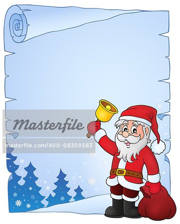 Santa Claus with bell theme parchment 4 - eps10 vector illustration.
