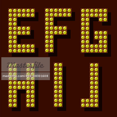 Light Letters. Retro Lightbulb Alphabet. Set of Broadway Light Bulb Letters.