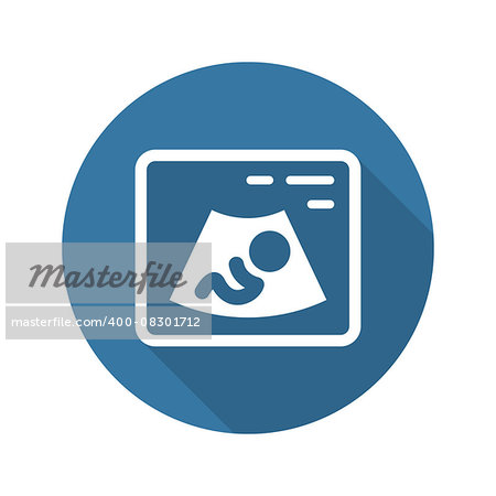 Ultrasonography Icon with Shadow. Flat Design. Isolated Illustration.