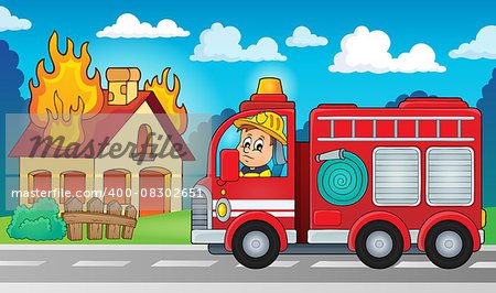 Fire truck theme image 5 - eps10 vector illustration.