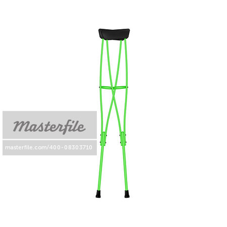 Retro crutches in green design on white background