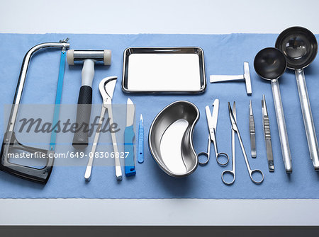 Pathology equipment ready for a autopsy in a laboratory