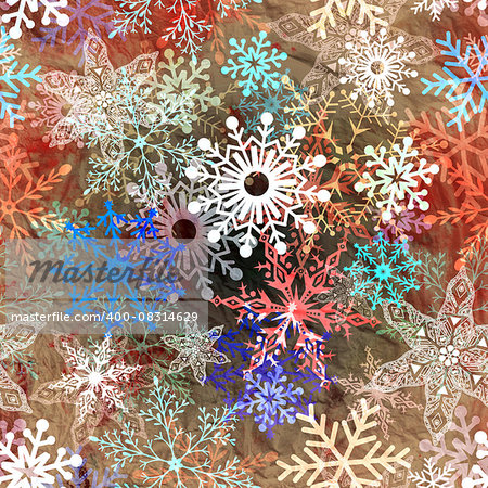 Beautiful vector illustration of a pattern of multi-colored snowflakes