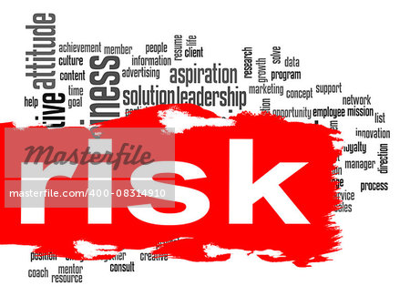 Risk word cloud image with hi-res rendered artwork that could be used for any graphic design.