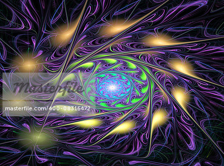 Abstract fractal violet spiral computer-generated image