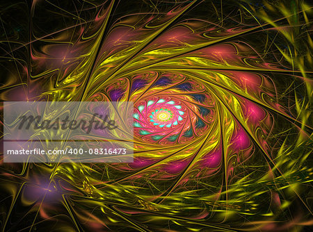 Abstract fractal multicolored spiral computer-generated image