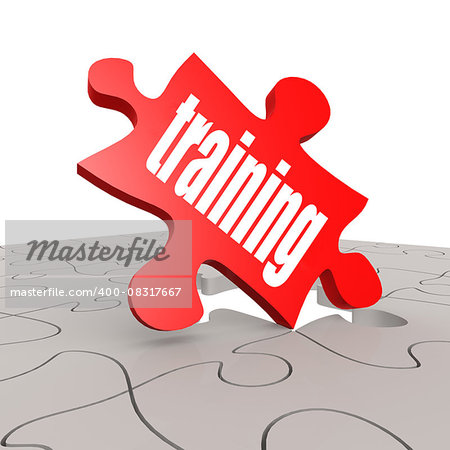 Training word with puzzle background image with hi-res rendered artwork that could be used for any graphic design.