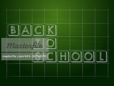 back to school on green checkered blackboard, education concept