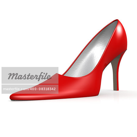 Red high heel shoe image with hi-res rendered artwork that could be used for any graphic design.