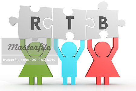 RTB - Real Time Bidding puzzle in a line image with hi-res rendered artwork that could be used for any graphic design.